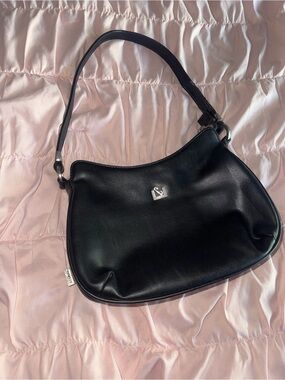 Black Shoulder Bag with Silver Logo